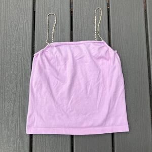 Lavender cropped camisole with rosebud straps, fairycore cottage coquette whimsy
